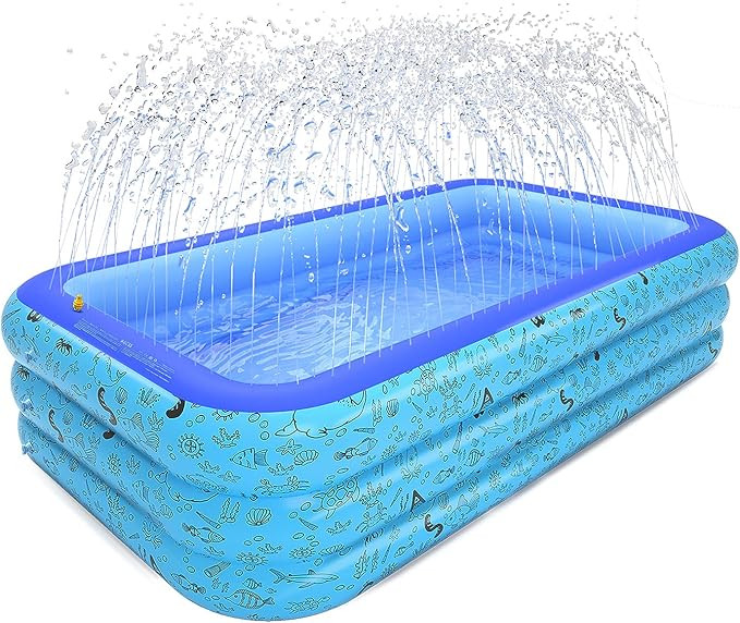 AQCSS Inflatable Swimming Pools,Kiddie Pools Swimming Pool with Sprinkler,0.4mm PVC Materials 87"... | Amazon (US)