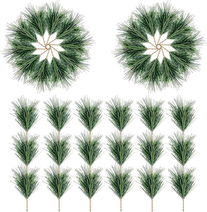 60 PCS Artificial Green Pine Needles Branches-Small Pine Twigs Stems Picks-Fake Greenery Pine Pic... | Amazon (US)