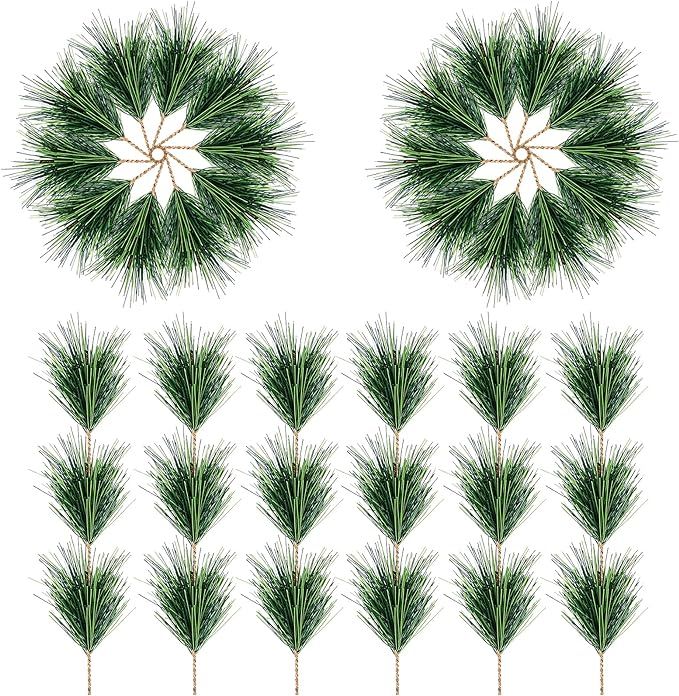 60 PCS Artificial Green Pine Needles Branches-Small Pine Twigs Stems Picks-Fake Greenery Pine Pic... | Amazon (US)