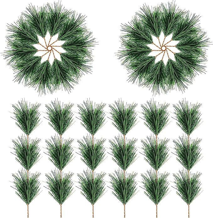 30 PCS Artificial Green Pine Needles Branches -Small Pine Twigs Stems Picks-Fake Greenery Pine Pi... | Amazon (US)