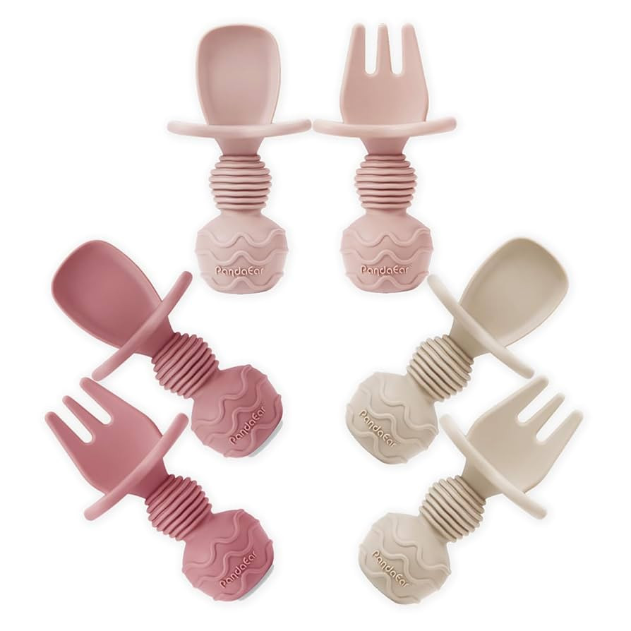 PandaEar 6 Pack Silicone Baby Spoons and Fork Feeding Set- Anti-Choke First Self Feeding Utensils... | Amazon (US)