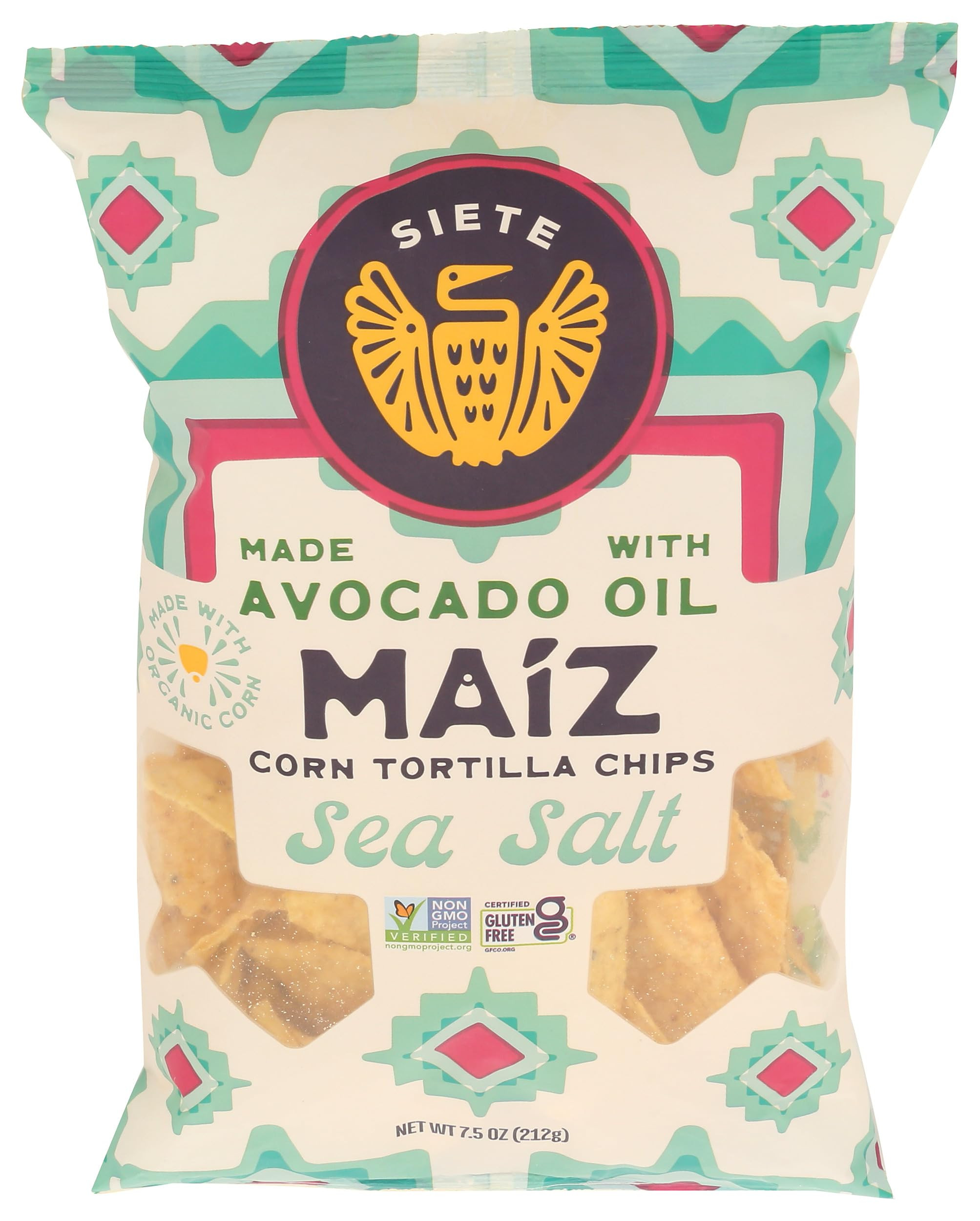 Siete Family Foods, Chips Tortilla Corn Sea Salt Maiz Yellow White, 7.5 Ounce | Amazon (US)