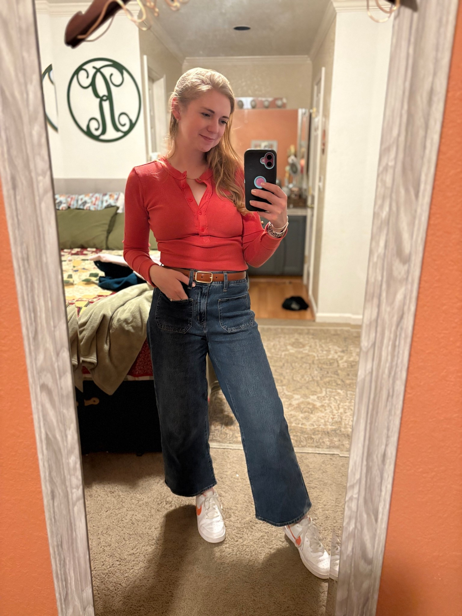 Love this fitted knit Henley with these wide leg jeans! They’re tts and so comfy. 
Love the belt too. Perfect touch! 


#LTKmomlife #LTKootd #LTKdayinmylife