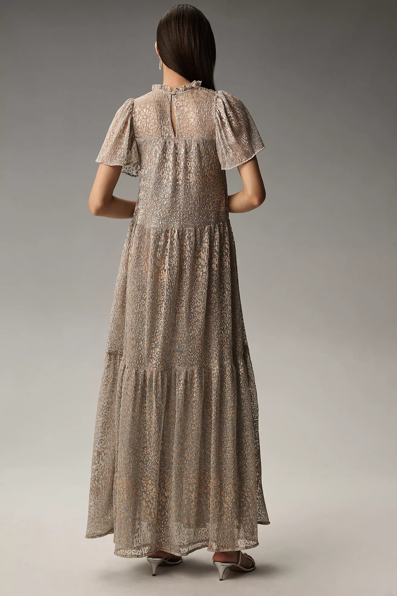 By Anthropologie Short-Sleeve Mock-Neck Maxi Dress | Anthropologie (US)