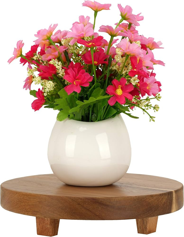 Spiretro 9-Inch Round Footed Acacia Wood Pedestal & Serving Stand | Kitchen Display | Plant Holde... | Amazon (US)