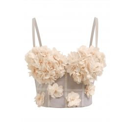 Pearly Petal Bustier Crop Top in Apricot | Chicwish