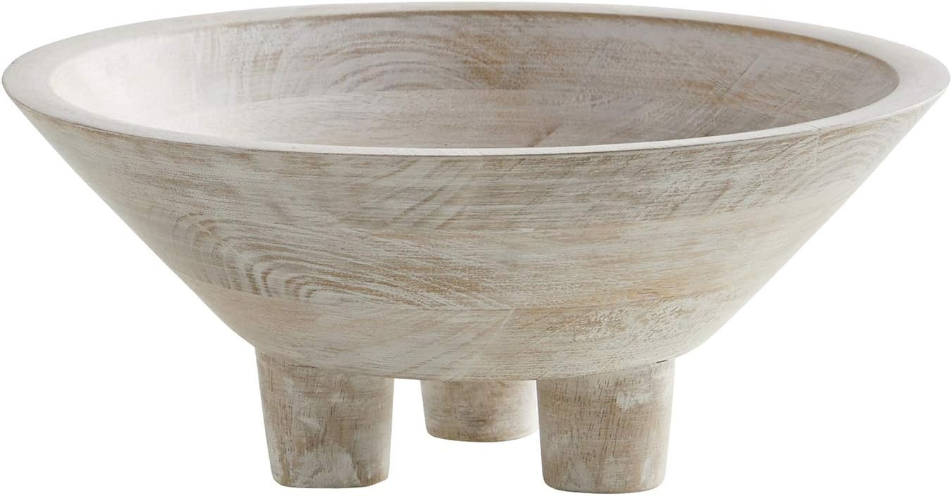 47th & Main Smooth Footed Mango Wood Bowl, Large, Whitewash | Amazon (US)