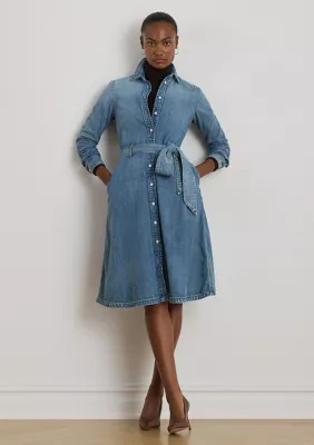 Lauren Ralph Lauren Women's Petite Belted Denim Shirtdress | Belk