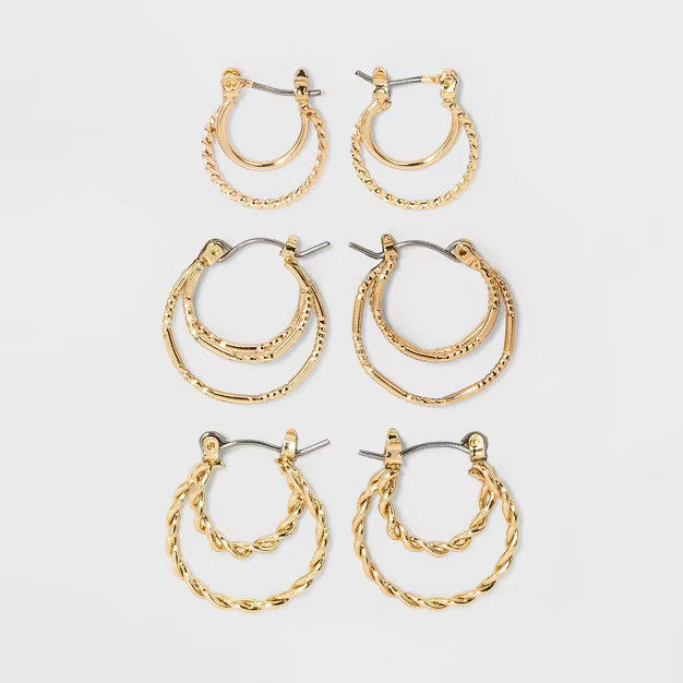 Click Top Faux Duo Hoop Earring Set 3pc - Wild Fable™ | Target