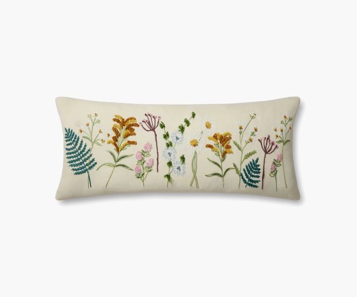 Cream Wildflowers Embroidered Lumbar Pillow | Rifle Paper Co. | Rifle Paper Co.