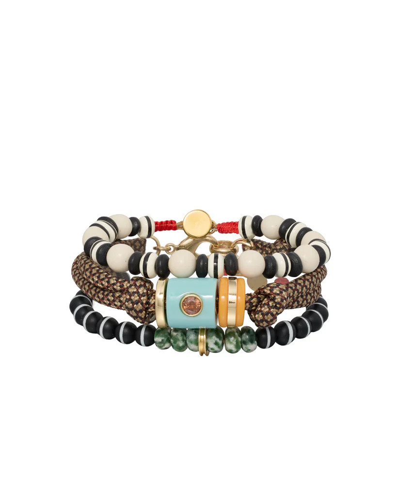 The Salt & Pepper Cylinder Bracelet Stack | Roxanne Assoulin