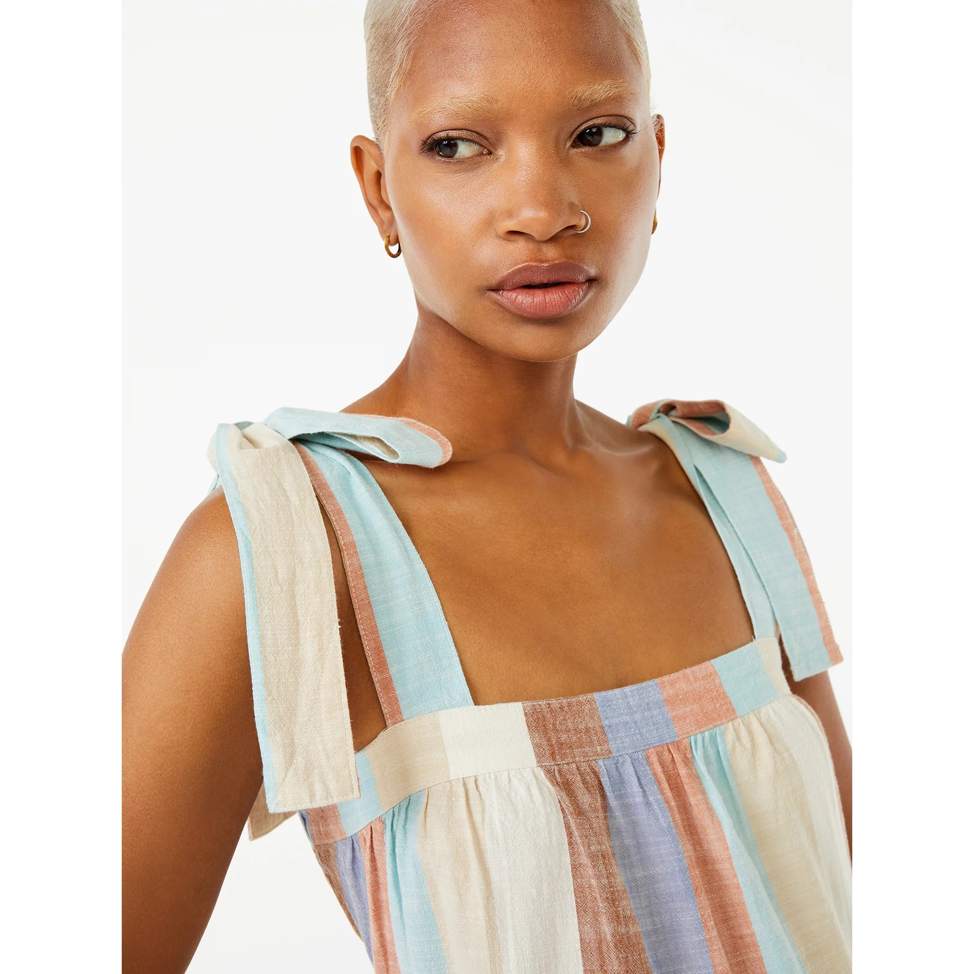 Free Assembly Women's Tie Shoulder Tiered Maxi Dress | Walmart (US)