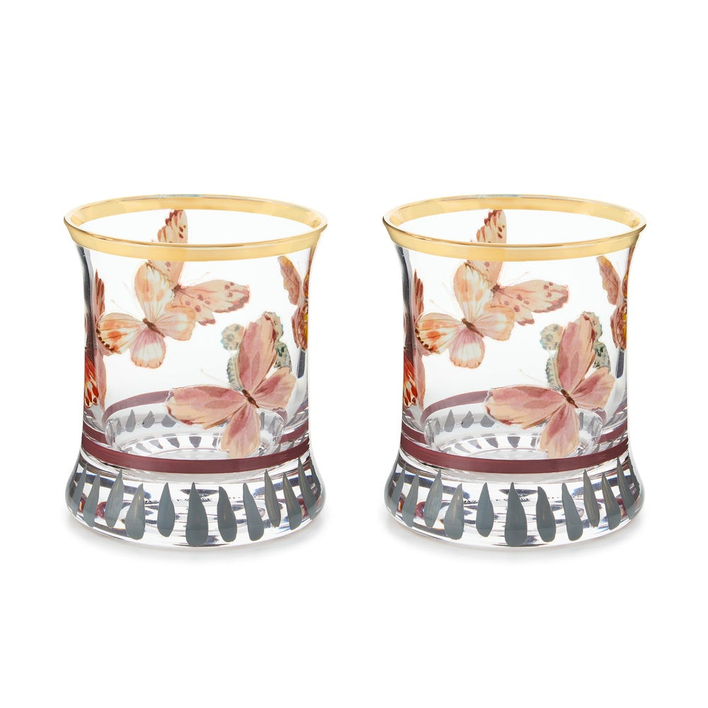 Butterfly Hill Tumbler Glass, Set of 2 | MacKenzie-Childs