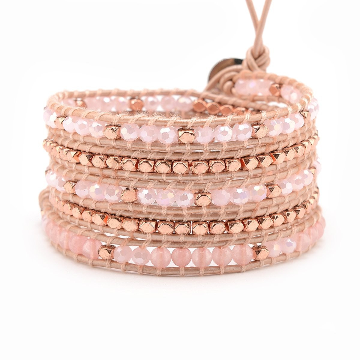 Pink Crystals with Rose Gold Accent on Blush | Victoria Emerson