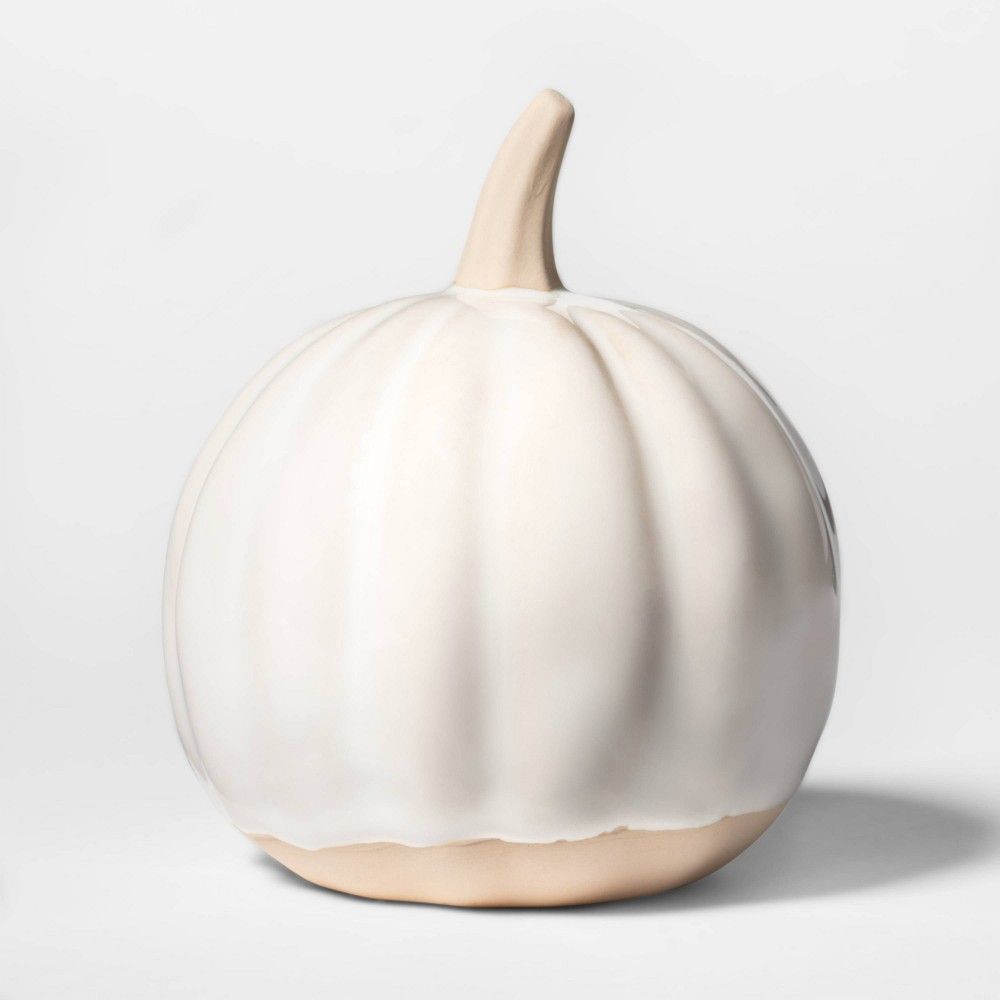 3.8"" x 3.3"" Decorative Ceramic Pumpkin Cream - Threshold , Beige | Target