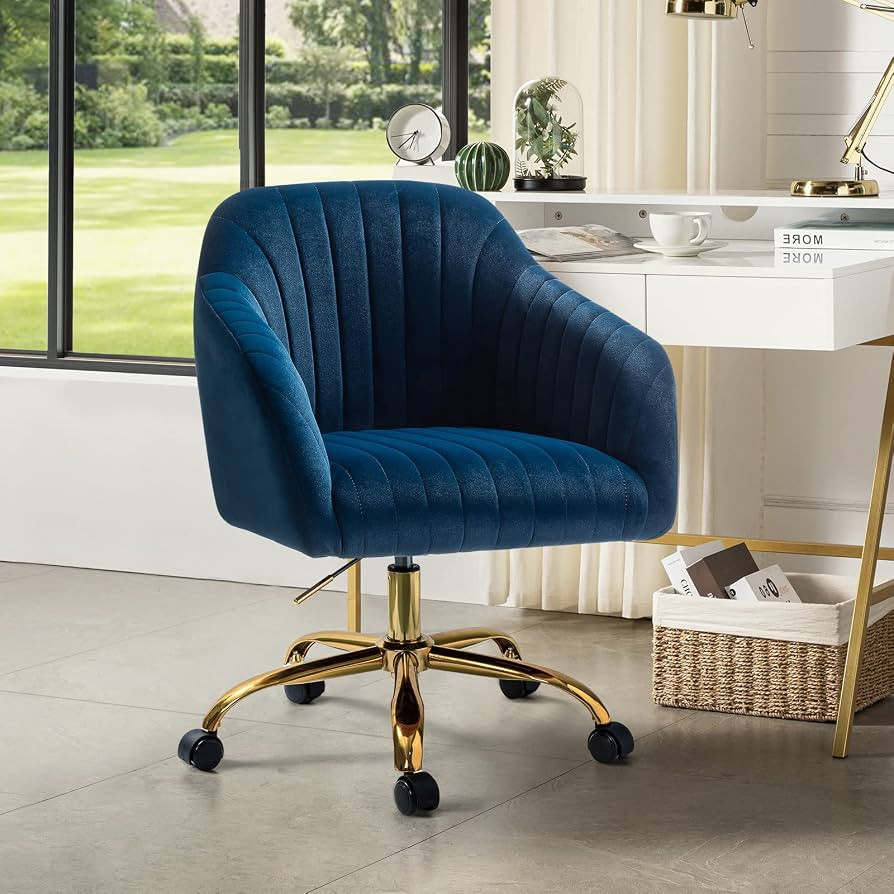 HULALA HOME Velvet Home Office Desk Chair, Modern Cute Computer Task Chair, Wheels Swivel Height ... | Amazon (US)