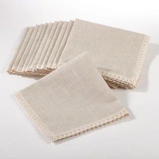 Lace Trimmed Dinner Napkin (Set of 12) (Natural) | Bed Bath & Beyond