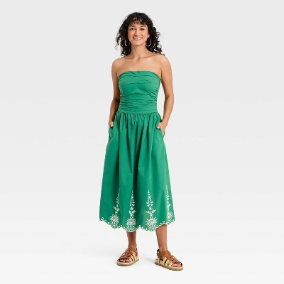 Women's Strapless Midi Sundress - Universal Thread™ Green XS | Target