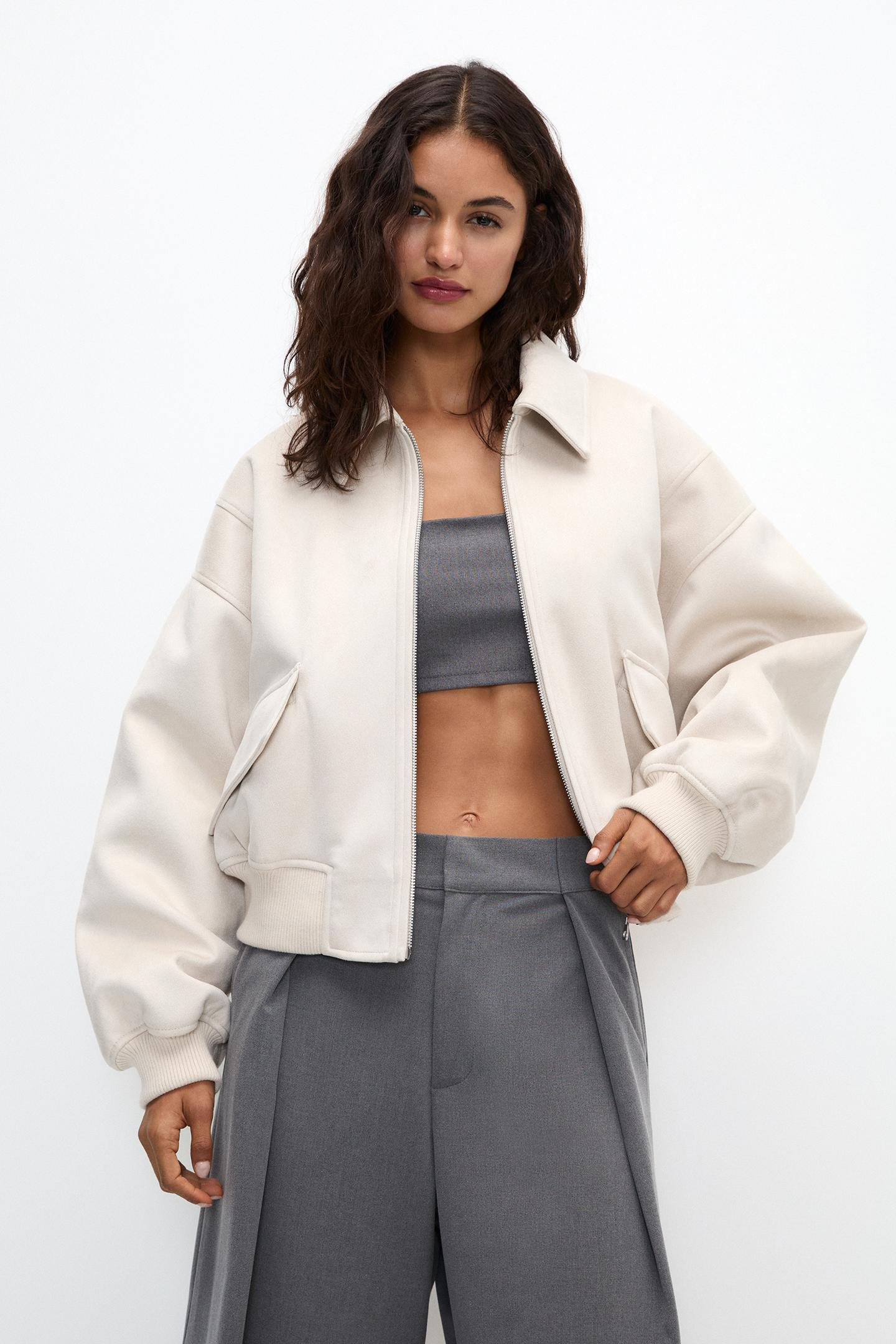 Faux suede bomber jacket | PULL and BEAR UK