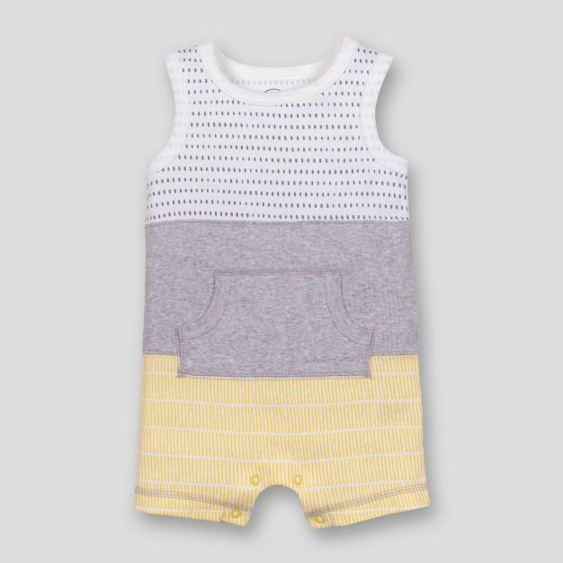 Lamaze Baby Boys' Organic Cotton Colorblocked Stripe Romper - Gray | Target