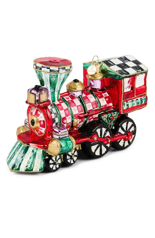 MACKENZIE CHILDS Check it Out Train Glass Ornament in Red at Nordstrom | Nordstrom