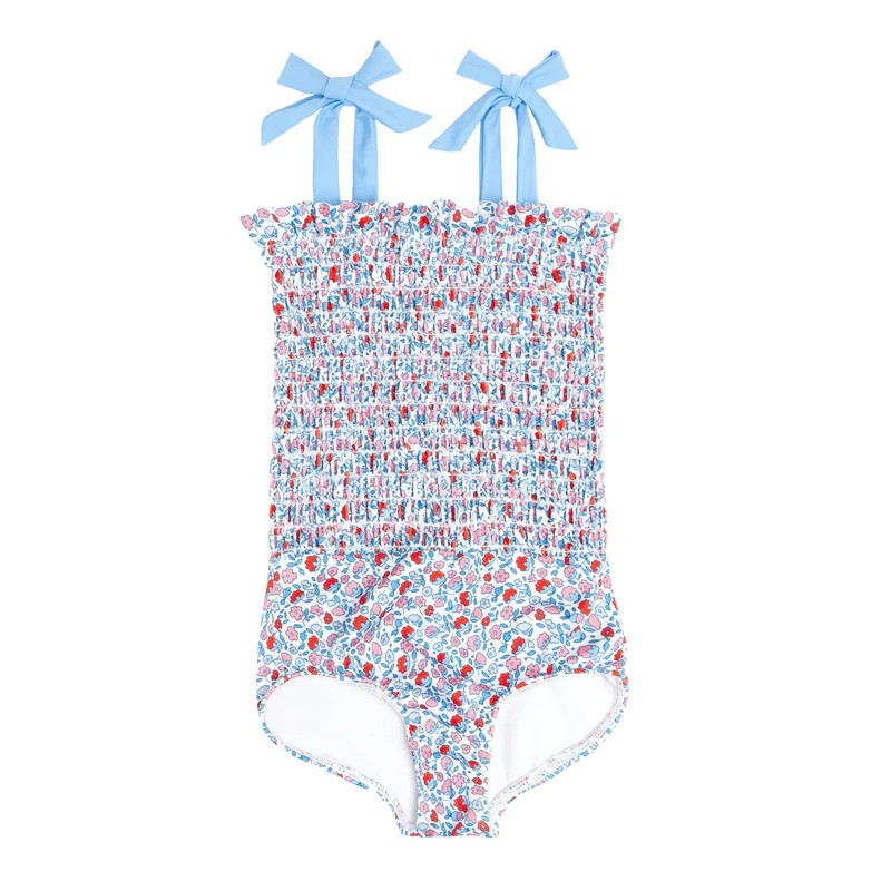 girls americana floral smocked one piece | minnow