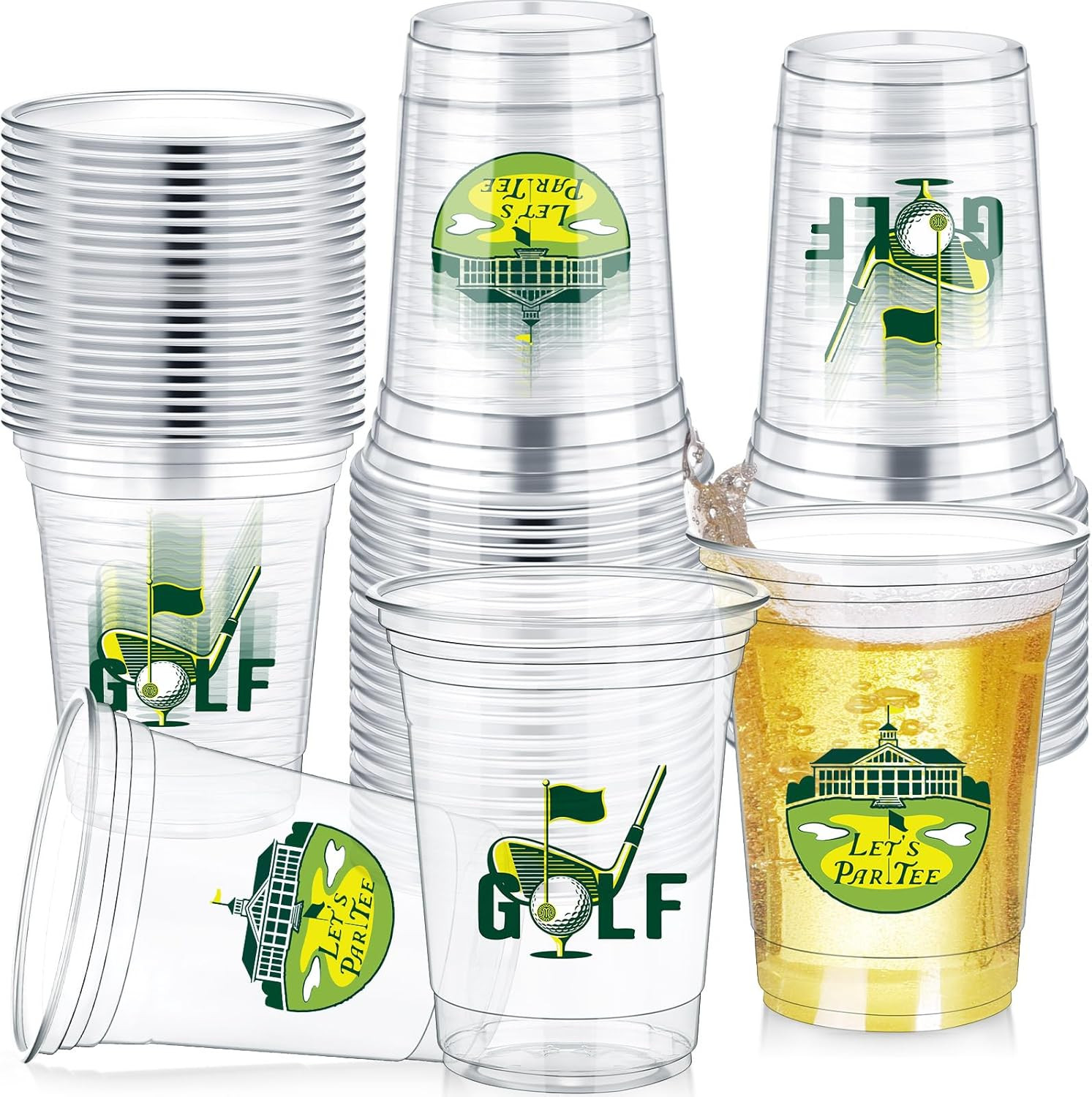 48 Pcs 12 oz Masters Golf Plastic Cups Bulk Clear Disposable Golf Ball Cups for Let's Par Tee The... | Amazon (US)