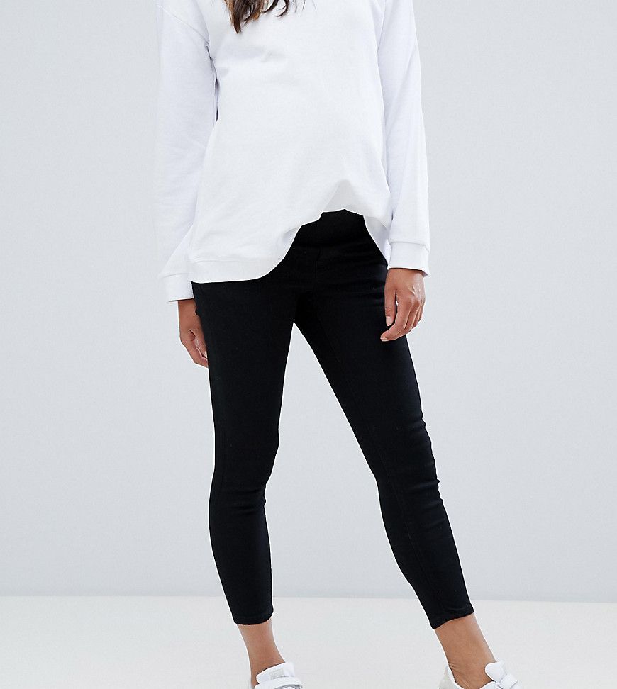 ASOS Maternity PETITE Ridley Skinny Jean In Clean Black With Under The Bump Waistband - Black | ASOS US