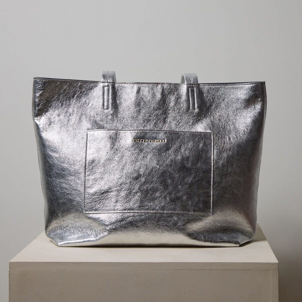 Silver Everyday Tote | Nickel and Suede