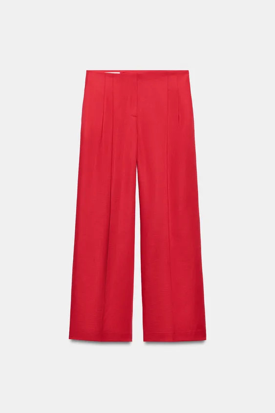 LINEN STRAIGHT LEG PANTS | Zara US