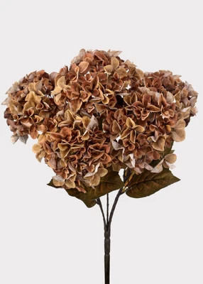 Mixed Autumn Brown Artificial Hydrangea Bush - 22" | Afloral