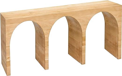 Meridian Furniture June Collection Mid-Century Oak Wood Console Table, 3 Arch Base | Amazon (US)