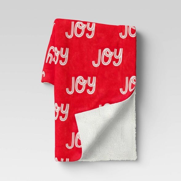 Holiday Joy Plush with Sherpa Reverse Throw Blanket Red - Wondershop™ | Target