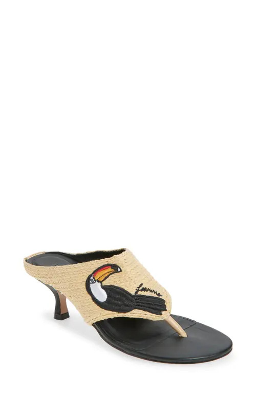 FARM Rio Icons Raffia Kitten Heel Slide Sandal in Tucan Black at Nordstrom, Size 9.5 | Nordstrom