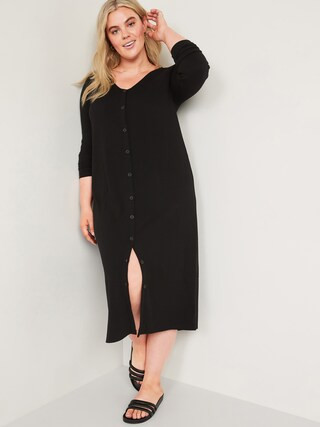 Rib-Knit Cardigan Sweater Midi Dress | Old Navy (US)