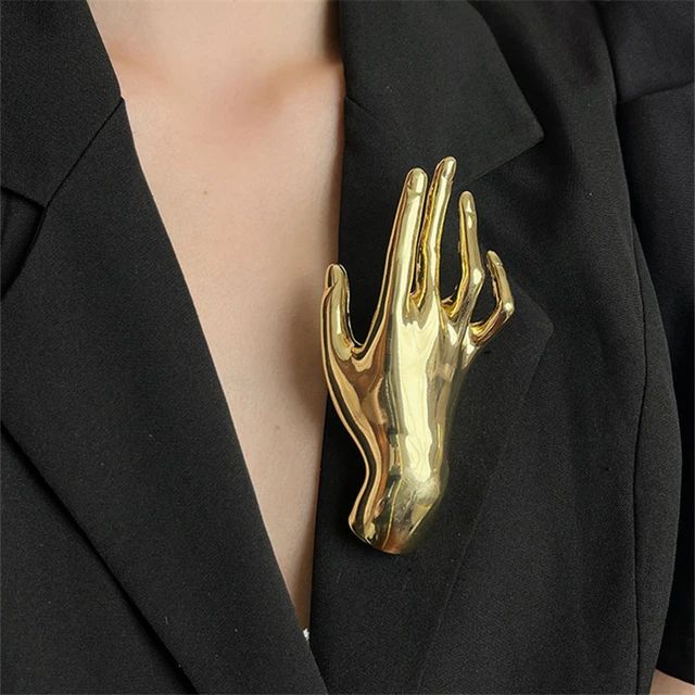 XIALUOKE Vintage Hyperbole Metal Smooth Palm Hand Shape Large Broochs For Women Men Punk Unique C... | AliExpress (US)