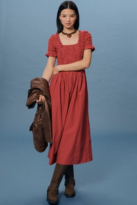 Damson Madder Raphaela Shirred Midi Dress | Anthropologie (US)