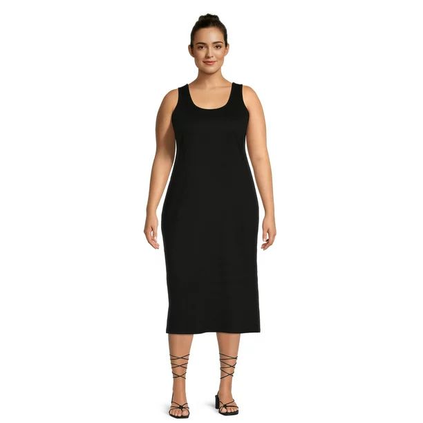 Terra & Sky Women's Plus Size Ribbed Midi Tank Dress | Walmart (US)