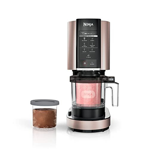 Ninja NC301 CREAMi Ice Cream Maker, for Gelato, Mix-ins, Milkshakes, Sorbet, Smoothie Bowls & More, 7 One-Touch Programs, with (2) Pint Containers & Lids, Compact Size, Perfect for Kids, Rose Gold | Amazon (US)