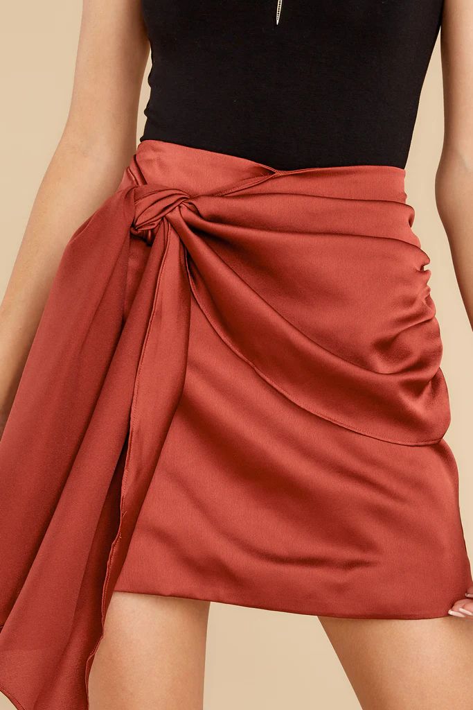 Confident Cutie Rust Satin Skirt | Red Dress 