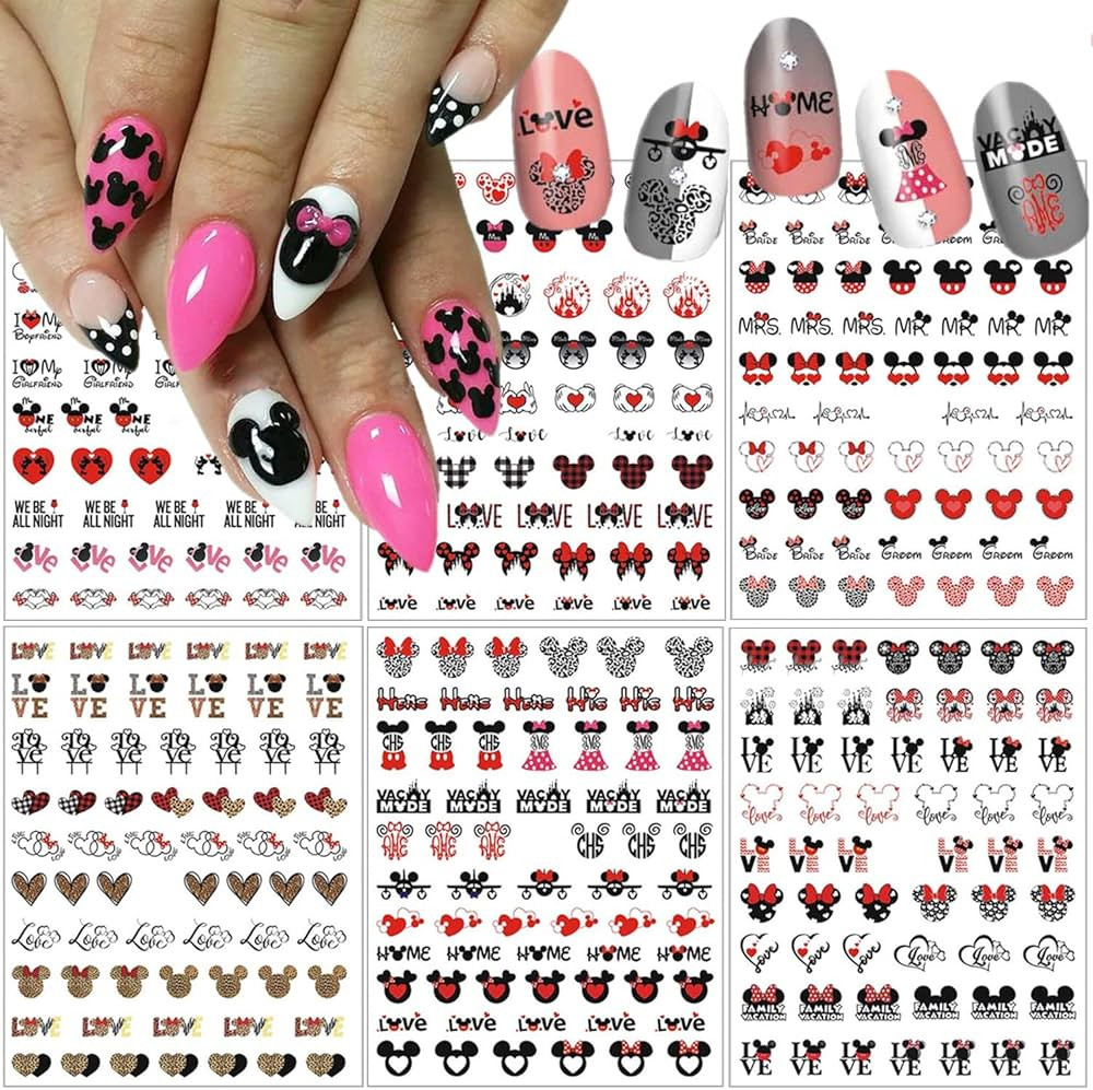 Cute Nail Art Stickers Nail Decals Valentine Cartoon Heart Nail Design Stickers for Women Girls V... | Amazon (US)