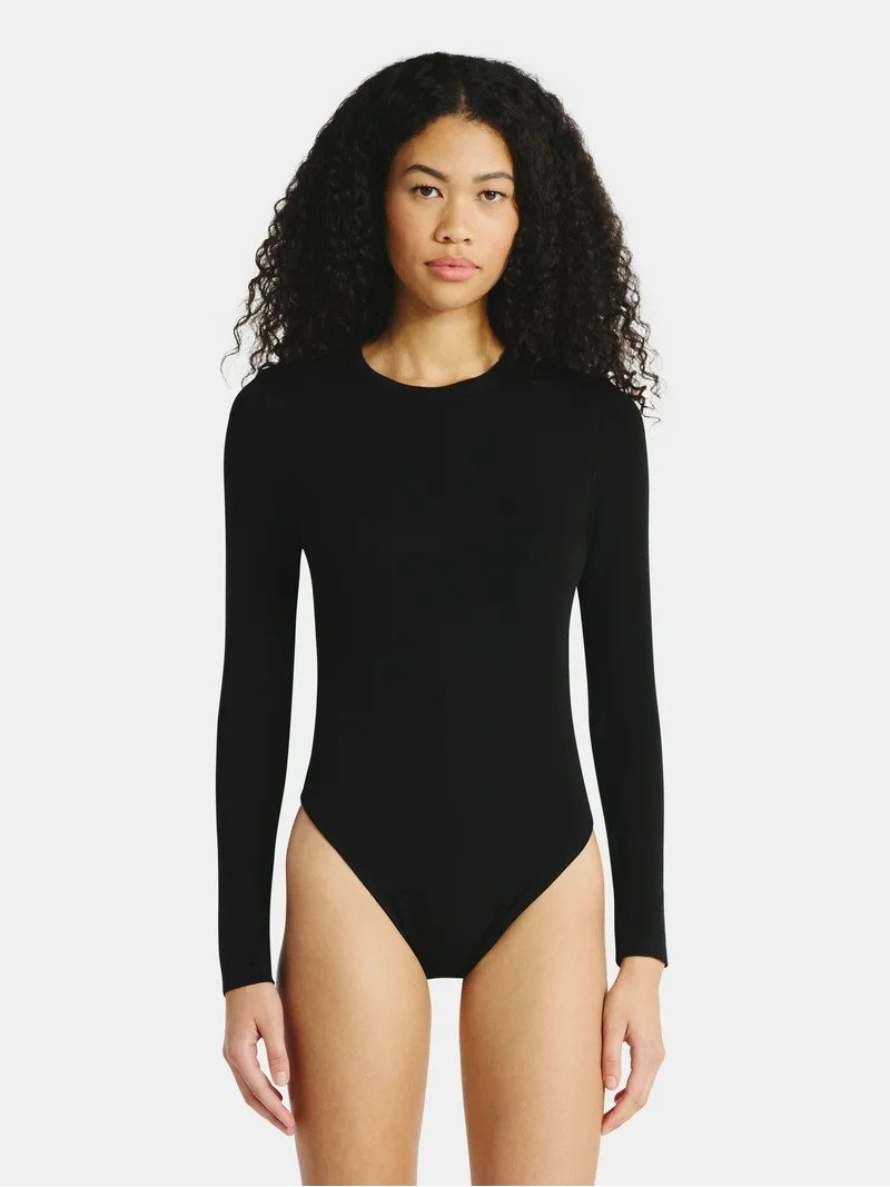 No Boundaries Seamless High Neck Bodysuit with Long Sleeves, Women's | Walmart (US)