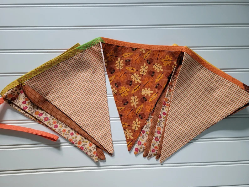 Autumn Fabric Banner: Falling Leaves & Acorns Garland, 94" Long | Etsy (Global)