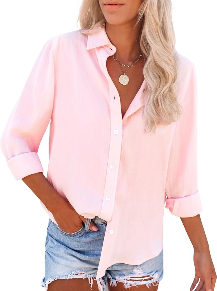 siliteelon Button Down Shirts for Women Dress Shirts Long Sleeve Wrinkle-Free Blouse Casual Solid... | Amazon (US)
