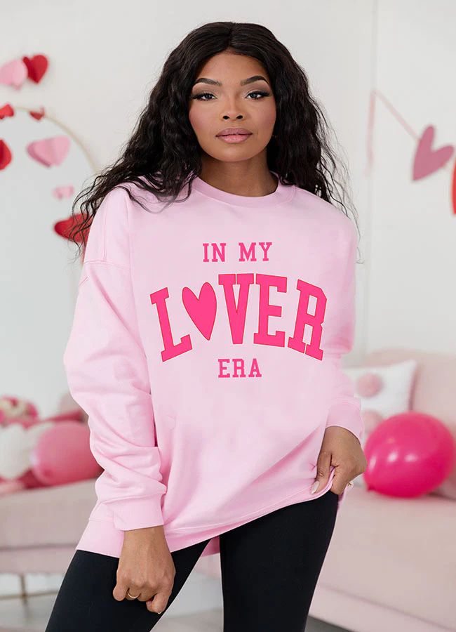 In My Lover Era Light Pink Oversized Graphic Sweatshirt | Pink Lily