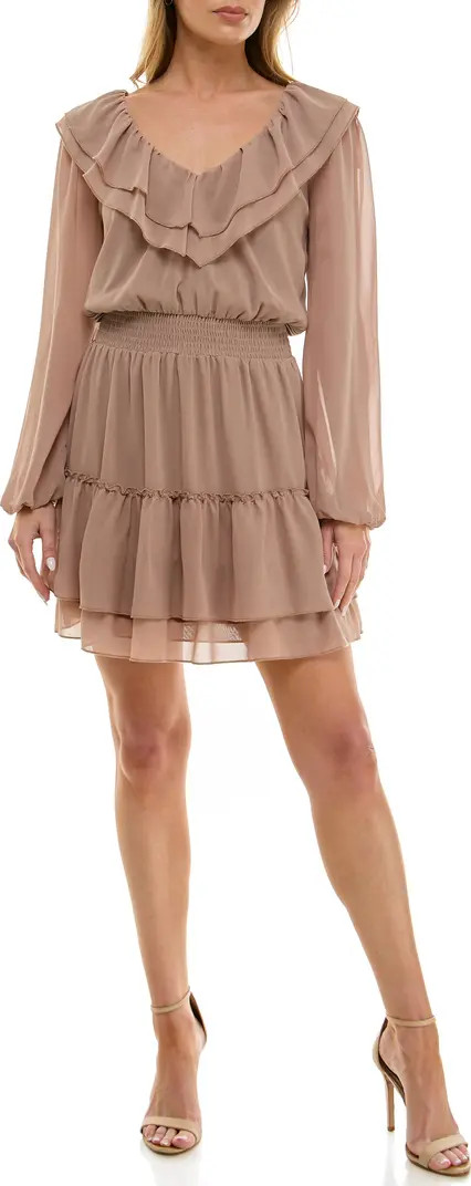 Socialite Long Sleeve Tiered Ruffle Minidress | Nordstrom | Nordstrom