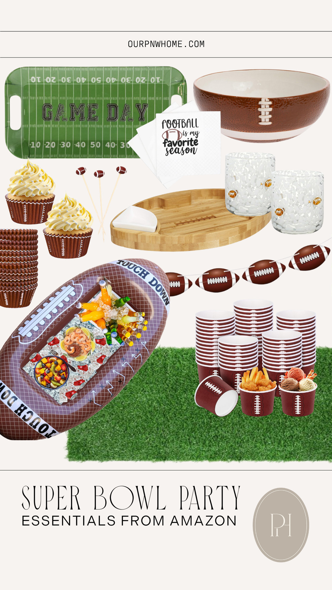 Amazon finds that are perfect for Super Bowl Party hosting!

Game day essentials, football turf runner, football field tray, wooden football tray, football bowl, chip bowl, football watching party, football glasses, icon glasses, juice glasses, football cupcake holders, inflatable cooler, inflatable beverage station, football banner, football picks, party hosting, game day hosting 

 #LTKSeasonal #LTKHome