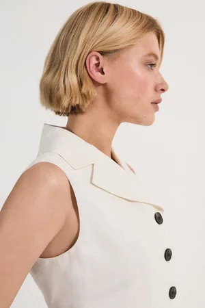 Viscose Linen Tailored Waistcoat | Karen Millen UK + IE + DE + NL