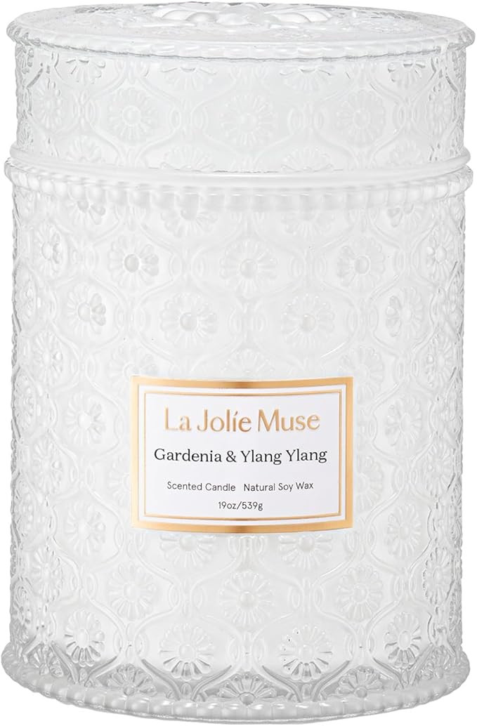 LA JOLIE MUSE Gardenia & Ylang Ylang Scented Candle – Ylang, Tuberose, Orange Blossom |19 oz La... | Amazon (US)