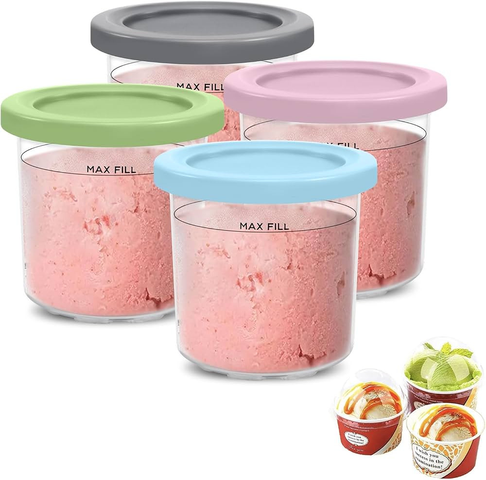 Containers Replacement for Ninja Creami Pints and Lids - 4 Pack 16oz, Compatible with NC301 NC300... | Amazon (US)